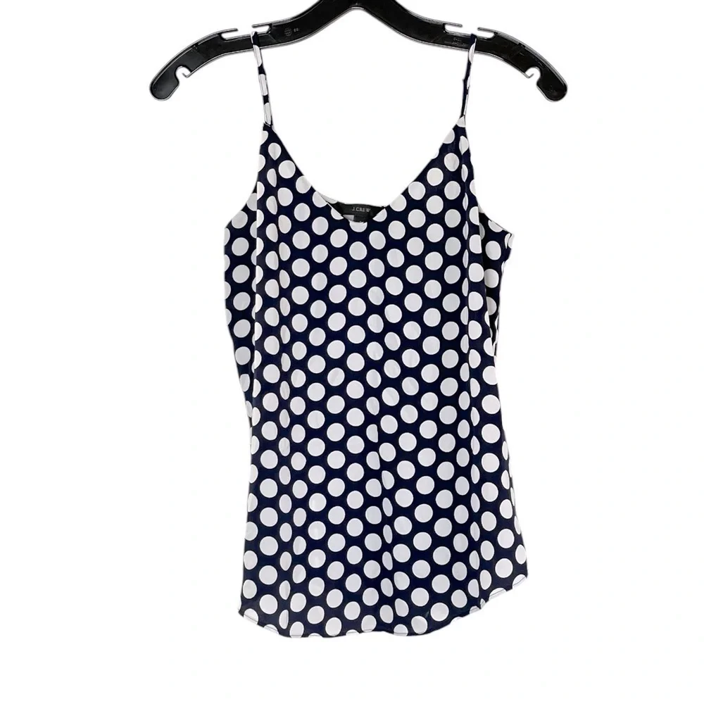 J. Crew Navy and white polka dot crepe camisole size 0